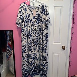 Blue and white long dress from SHEIN. I missed the return period